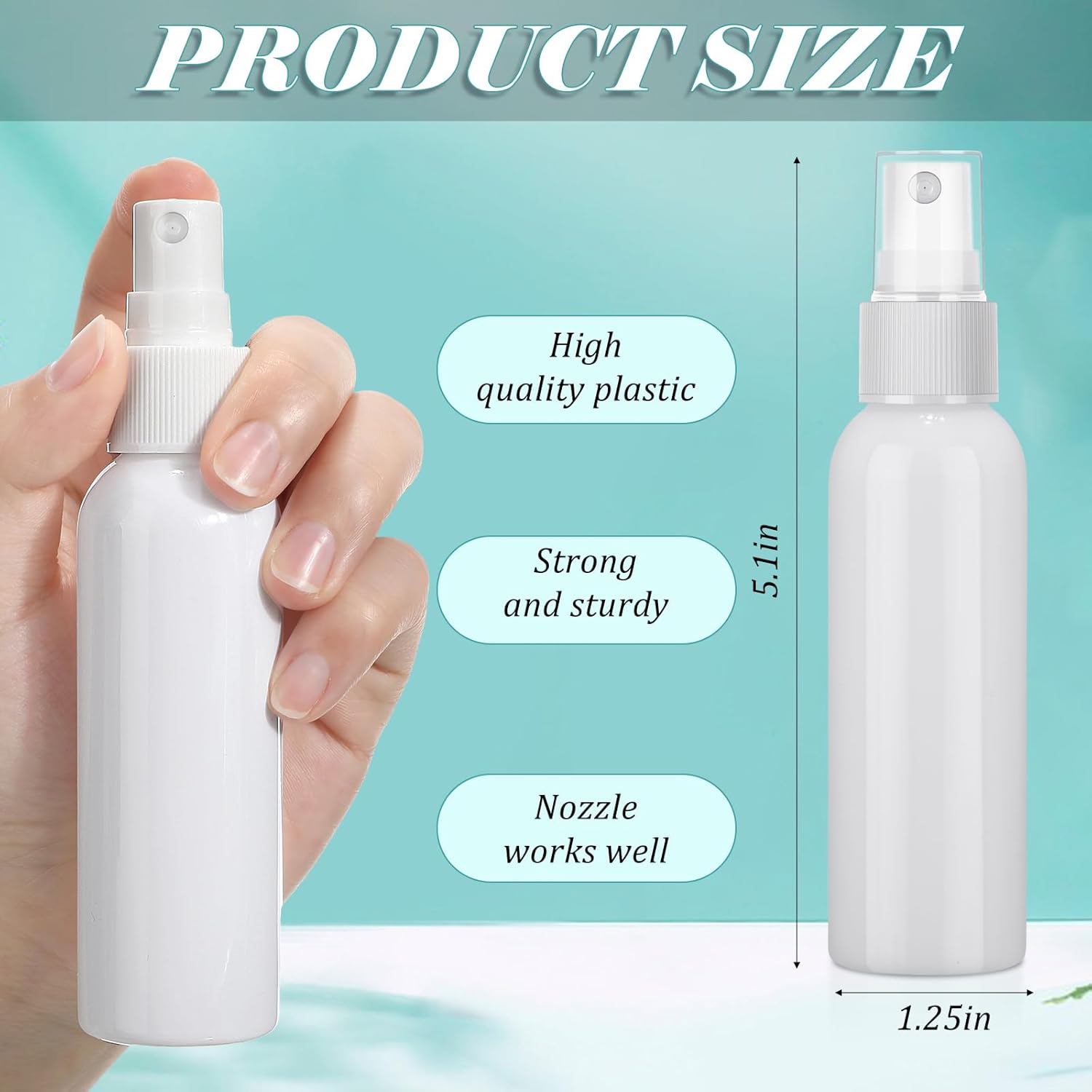 Tanlade 100 Pcs 2oz Small Spray Bottles Refillable Mini Spritzer Clear Empty Plastic Spritz Bottle Refillable Reusable Travel Size Mist Sprayer for Travel Cleaning Perfume Liquid(White)